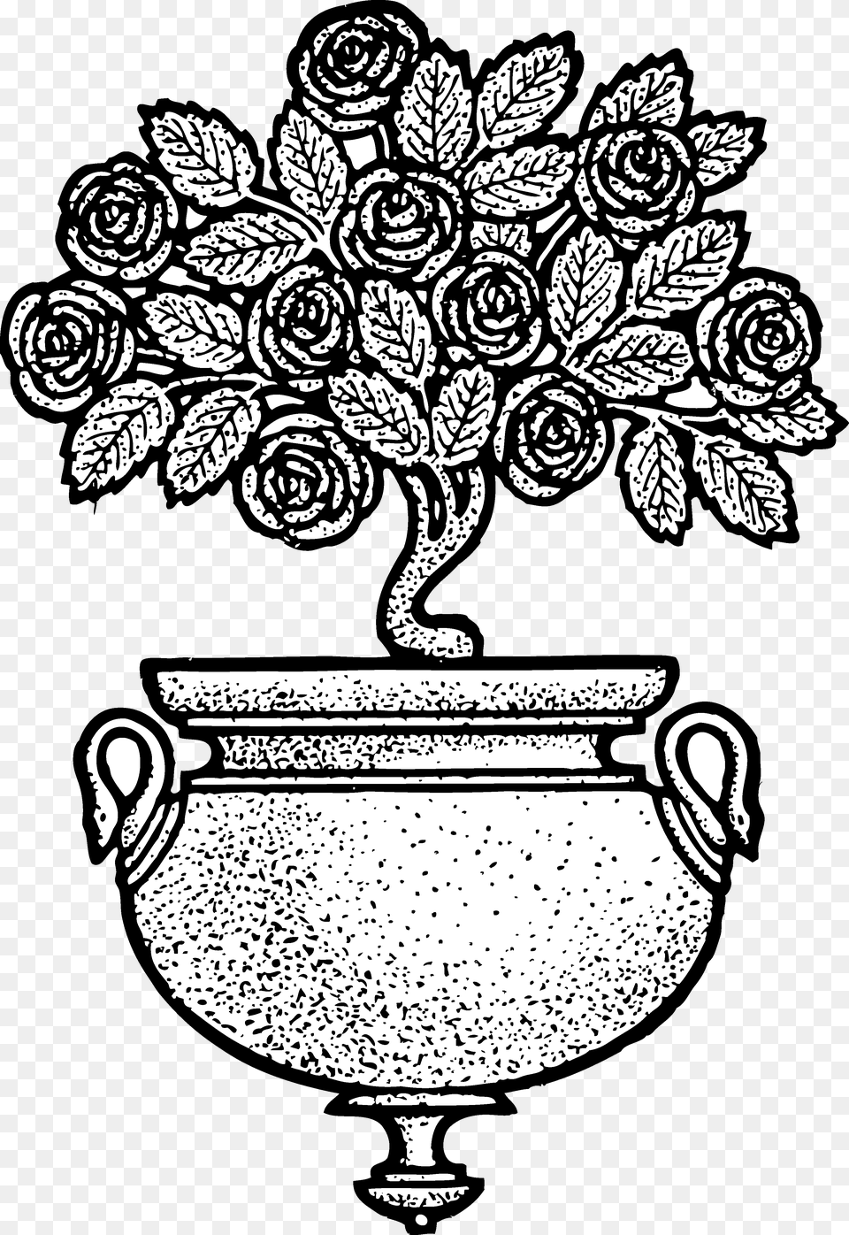Vintage Flower Clipart Black And White Design Flower Pot Drawing, Jar, Plant, Potted Plant, Art Free Png