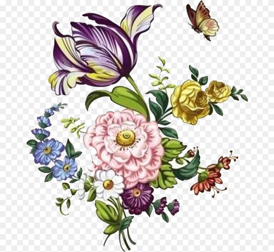 Vintage Flower Drawing Vintage Flowers Drawing, Art, Floral Design, Graphics, Pattern Free Png Download