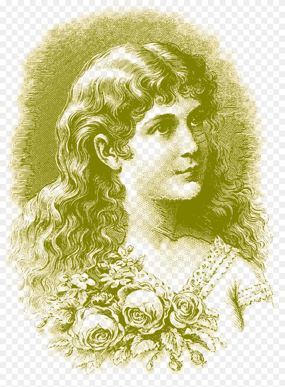 Vintage Flower Girl Illustration, Face, Head, Person, Art Free Transparent Png