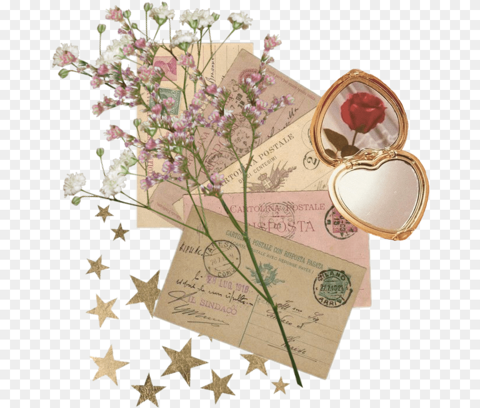 Vintage Flower Star Letter Aesthetic Freetoremix Aesthetic Vintage Flowers, Envelope, Mail, Accessories, Jewelry Free Png