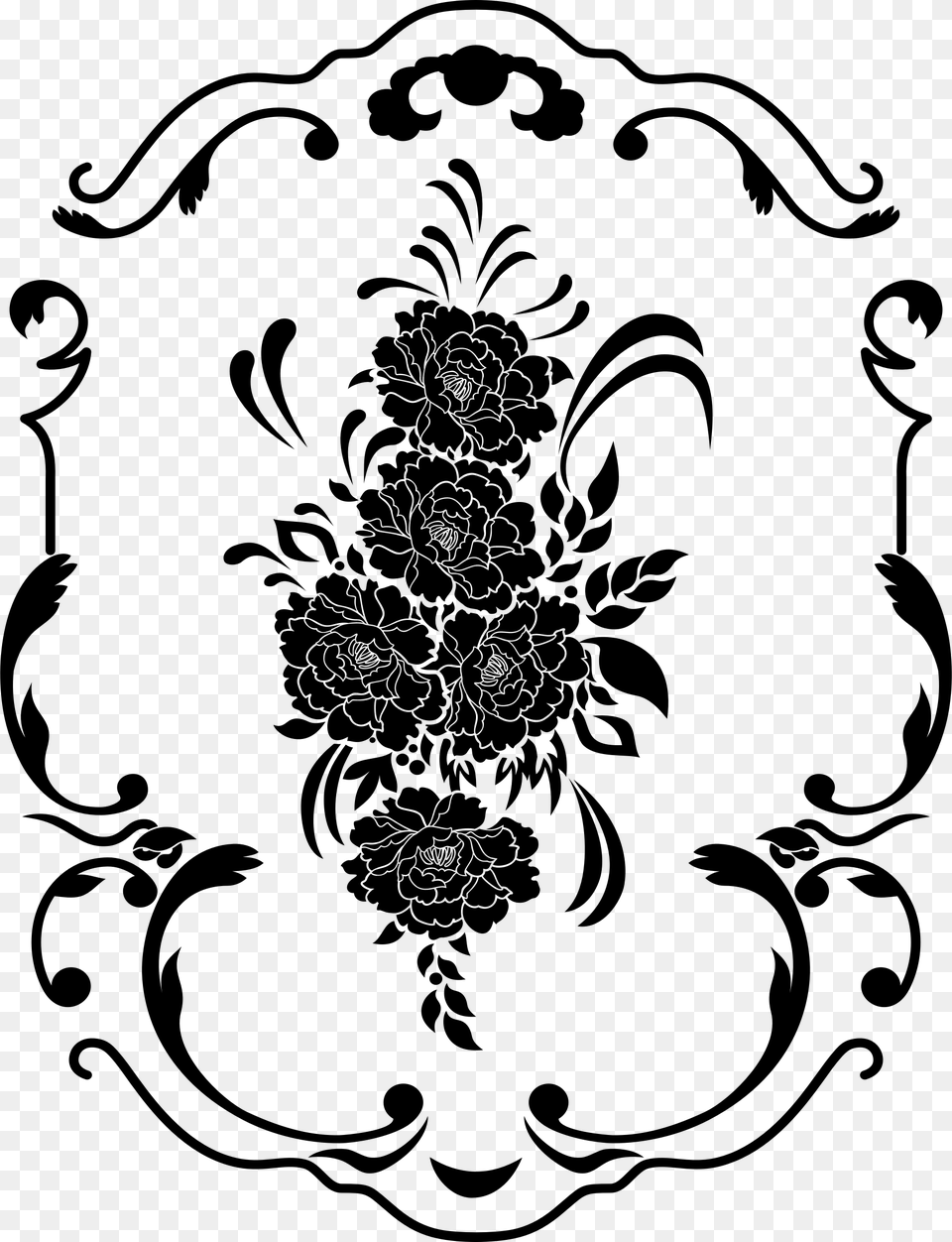 Vintage Flowers Clip Arts Clip Art, Gray Png