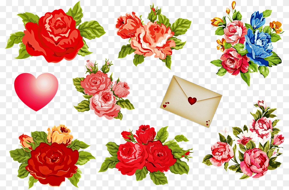 Vintage Flowers Valentine S Day Letter Heart Valentine39s Day, Flower, Pattern, Plant, Rose Png Image