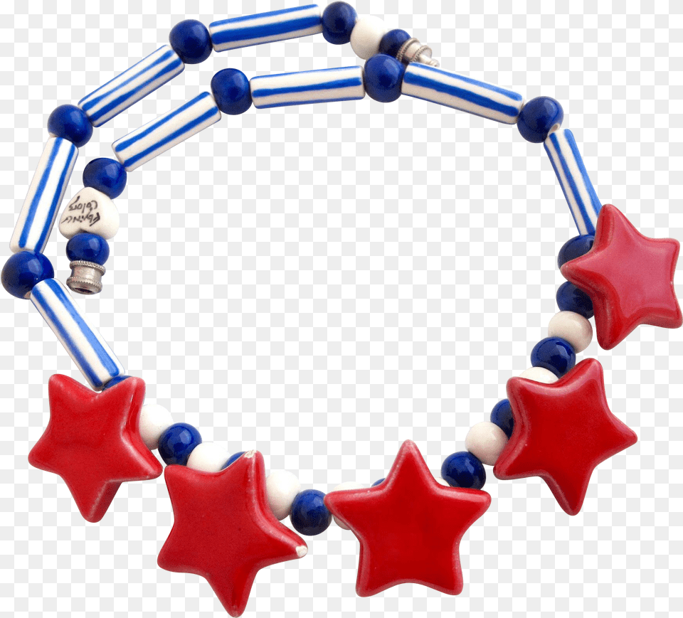 Vintage Flying Colors Patriotic Red Stars Ceramic Necklace Bracelet, Accessories, Jewelry Png Image
