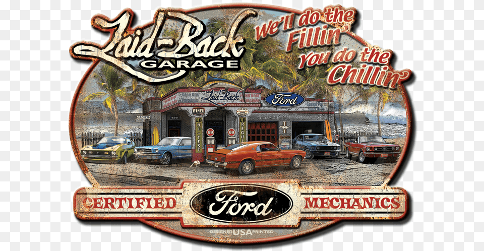 Vintage Ford Mustang Sign, Vehicle, Transportation, Spoke, Restaurant Png Image