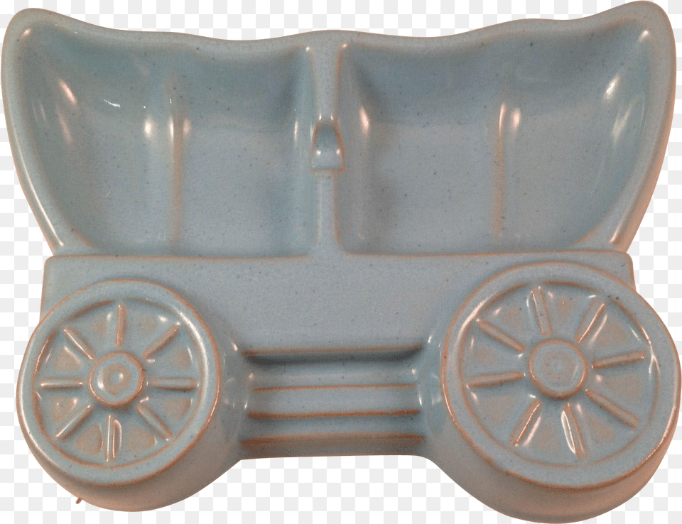 Vintage Frankoma Pottery Covered Wagon Sky Blue Ashtray Ceramic, Art, Couch, Furniture, Porcelain Free Png