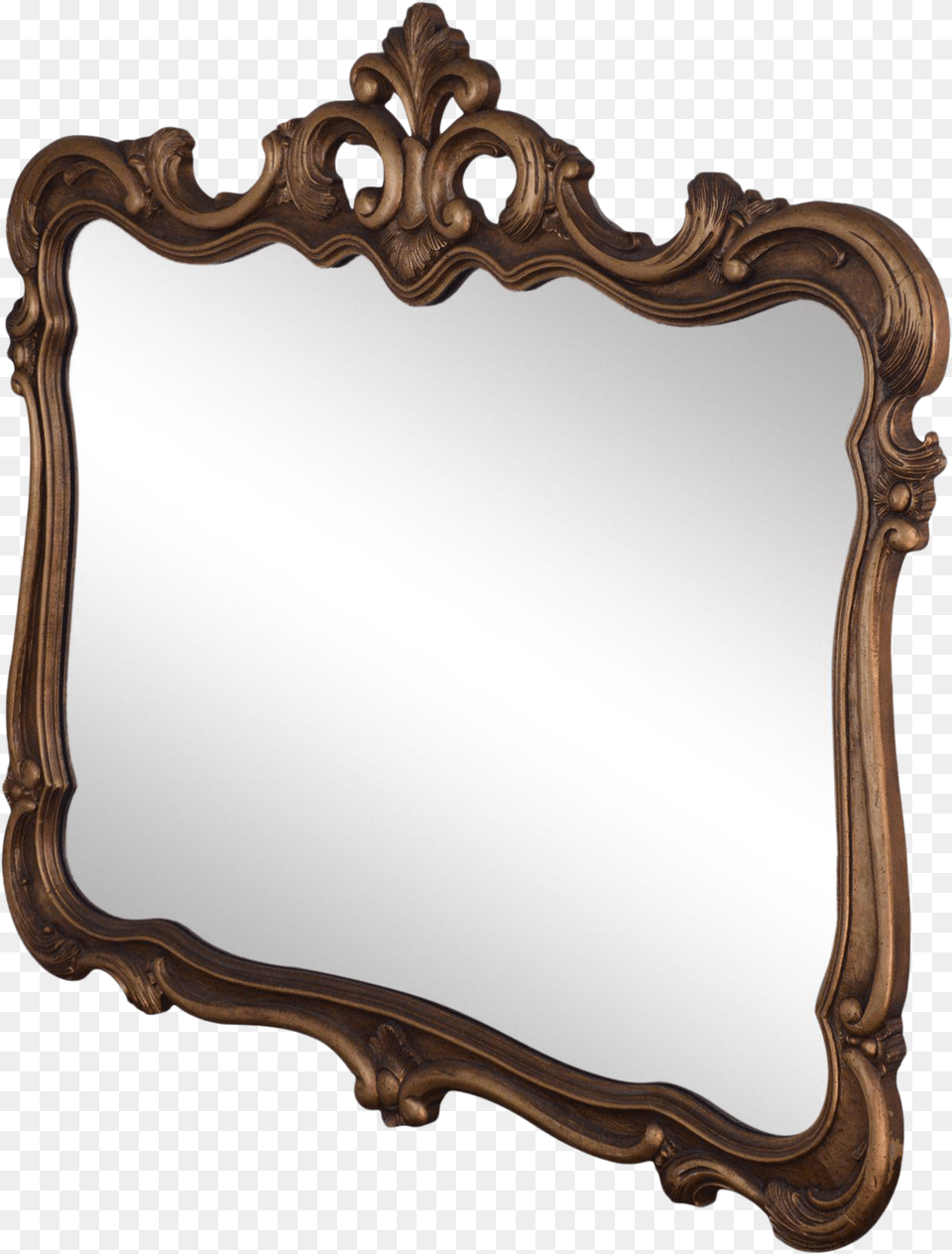 Vintage French Louis Xv Style Gold Frame Wall Mirror Crowned Top Png Image