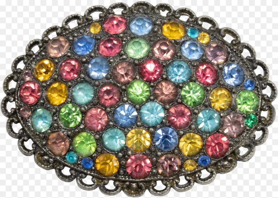 Vintage Fruit Salad Rhinestone Pot Metal Silver Tone, Accessories, Jewelry, Brooch, Gemstone Free Transparent Png