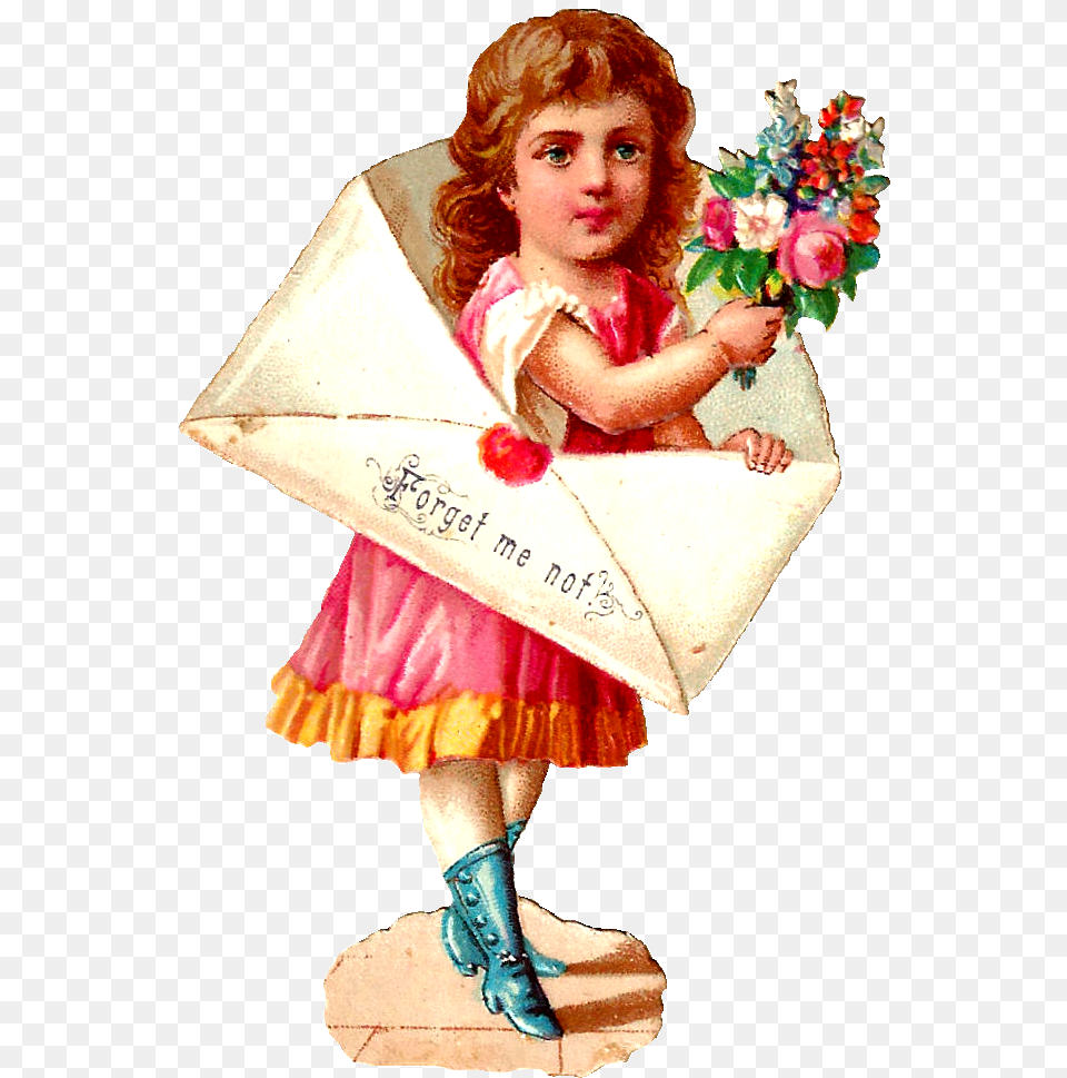 Vintage Girl Clipart Flower, Flower Bouquet, Plant, Flower Arrangement, Child Free Png