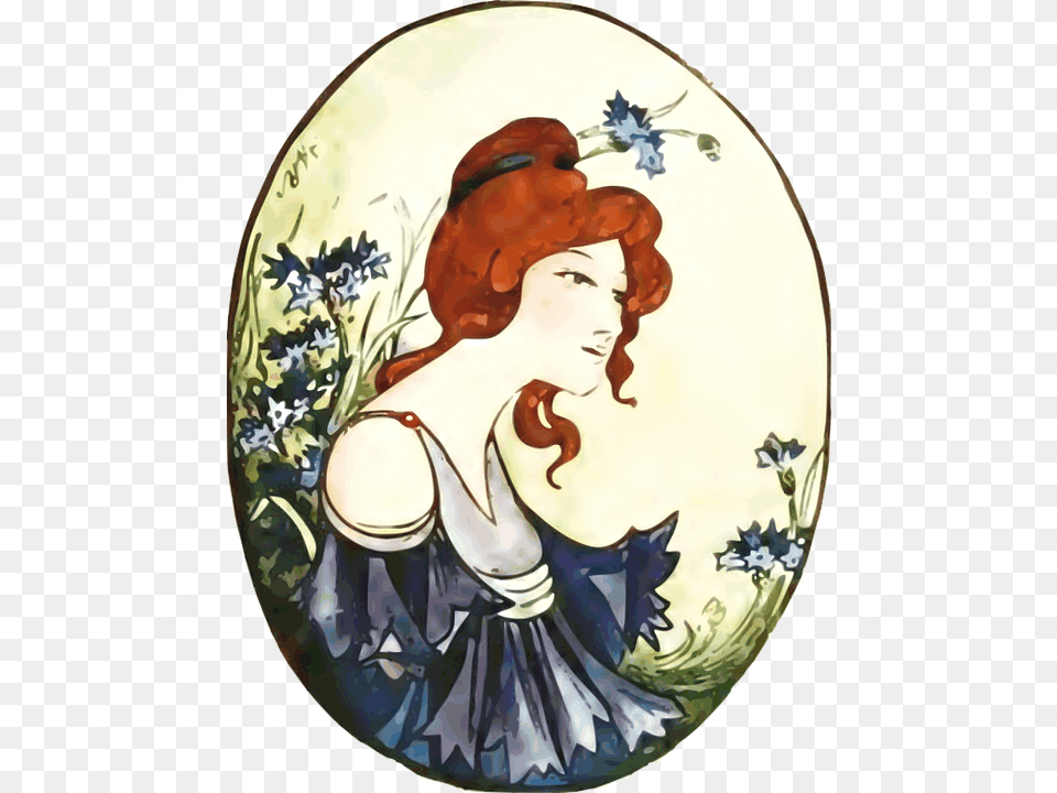 Vintage Girl Lady Porcelain, Art, Painting, Plate, Pottery Free Png
