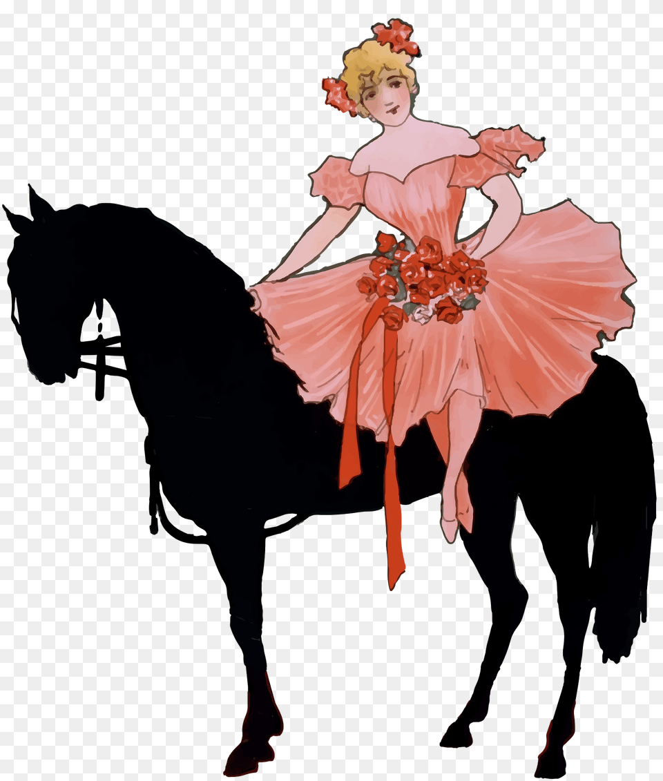 Vintage Girl On A Horse Clipart, Adult, Wedding, Person, Woman Png Image
