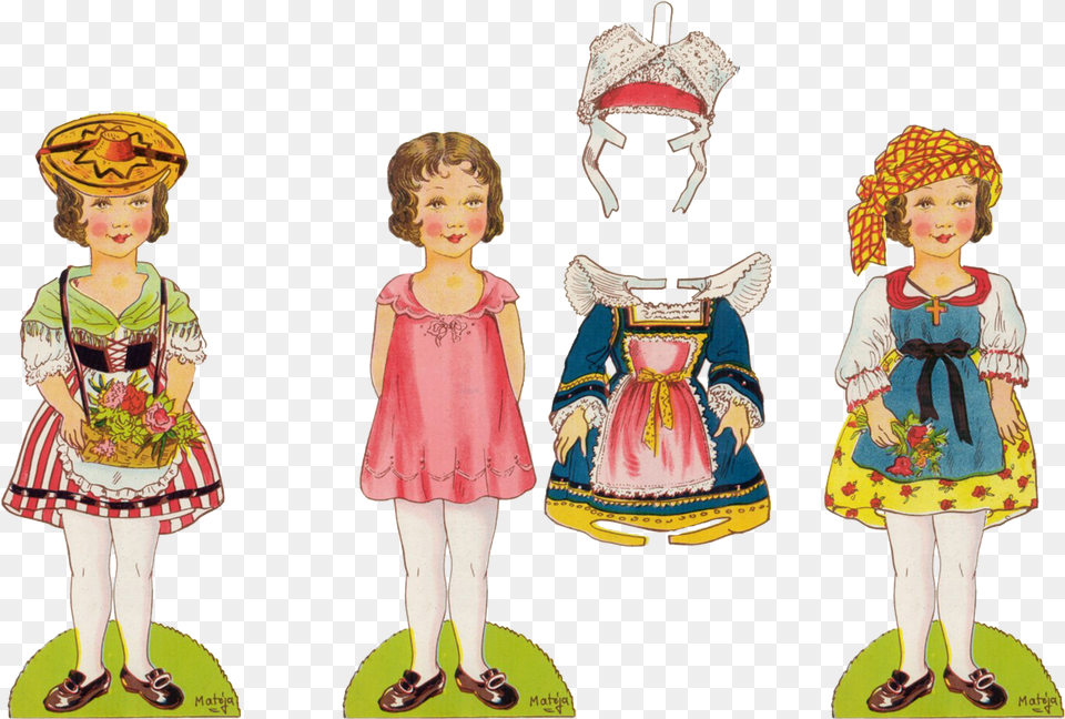 Vintage Girl Paper Doll, Toy, Child, Female, Person Free Png