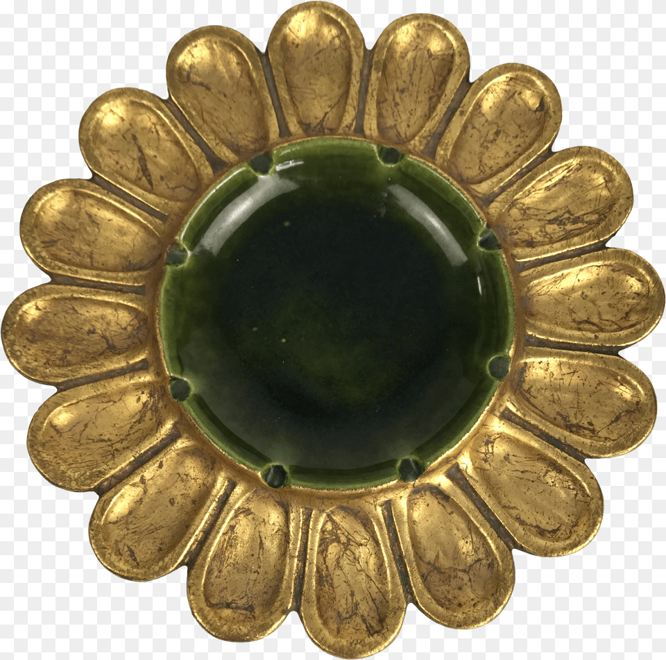 Vintage Gold Flower Ashtray Solid Png Image