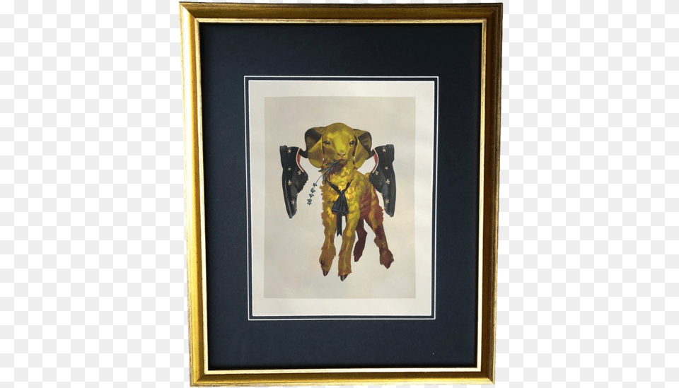 Vintage Gold Frame Gucci Gold Baby Goat Ram Shoes Ignasi Monreal Gucci Art, Painting, Animal, Canine, Dog Png Image