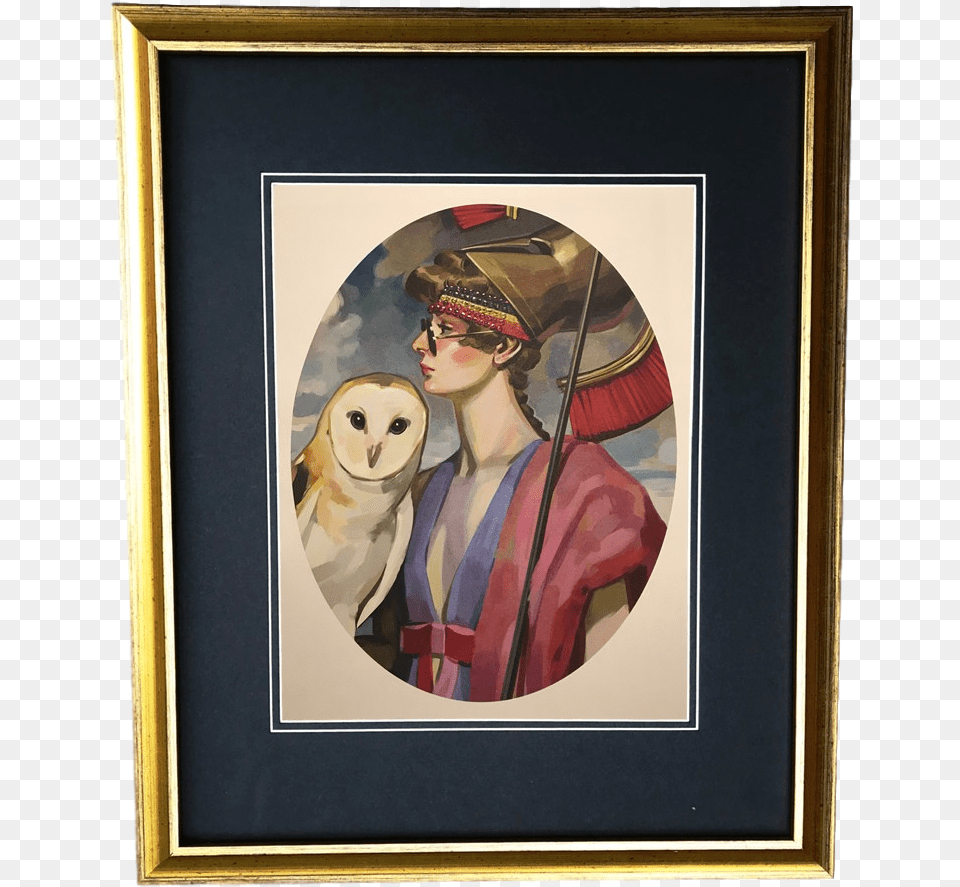 Vintage Gold Frame Gucci Roman Woman Owl Portrait Illustration, Adult, Art, Female, Painting Free Png