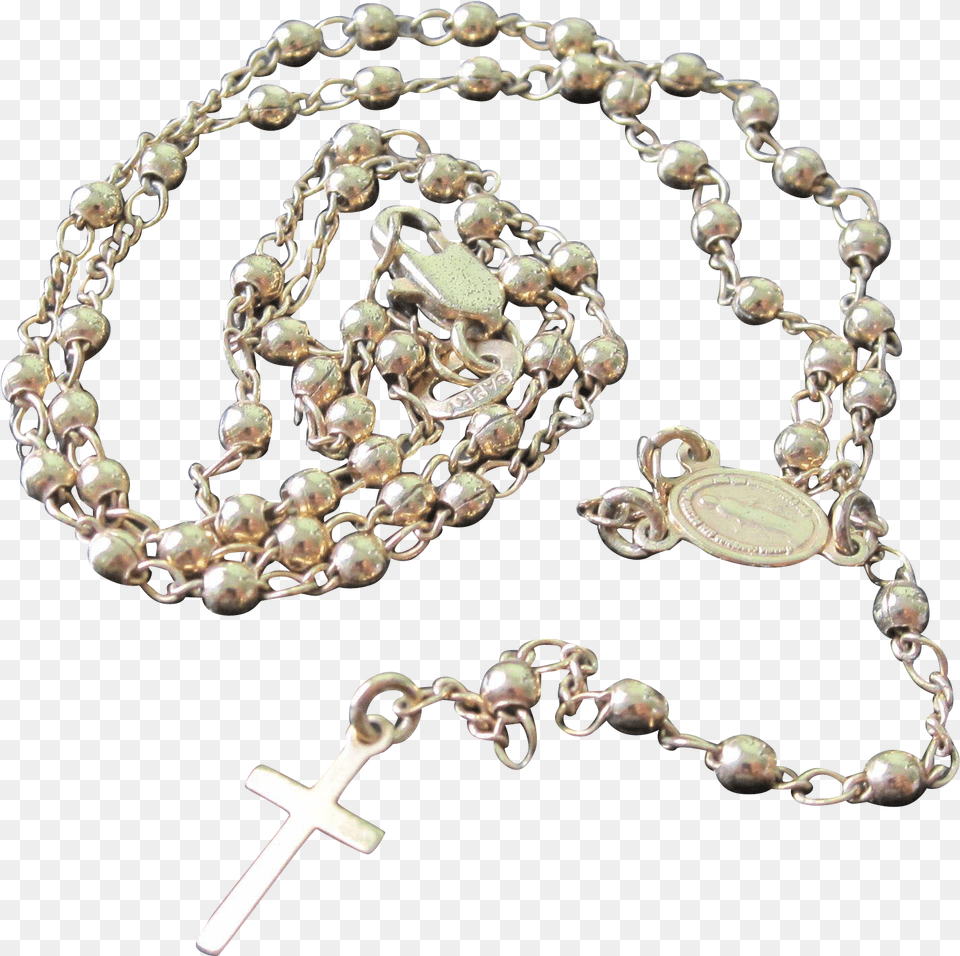Vintage Gold Tone Rosary With Sacred Heart Medallion Gold Rosary Beads Transparent Background, Accessories, Bracelet, Jewelry, Necklace Free Png