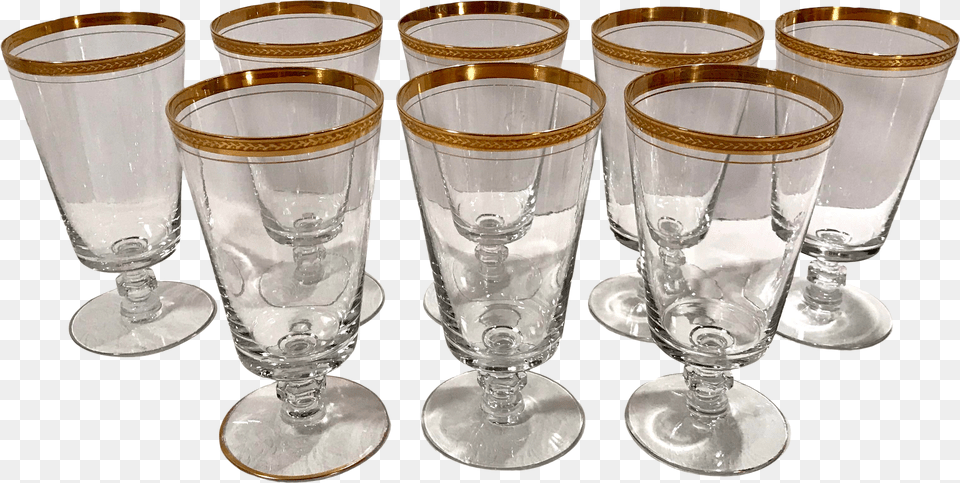 Vintage Gold Trim Tiffin Crystal Wine Glasses Set Of 8 Champagne Stemware Free Transparent Png
