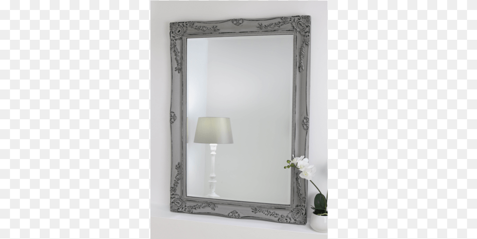 Vintage Grey Shabby Chic Rectangular Mirror 42quot X 30quot Vintage Grey Rectangle Mirror, Lamp, Blackboard, Flower, Plant Png