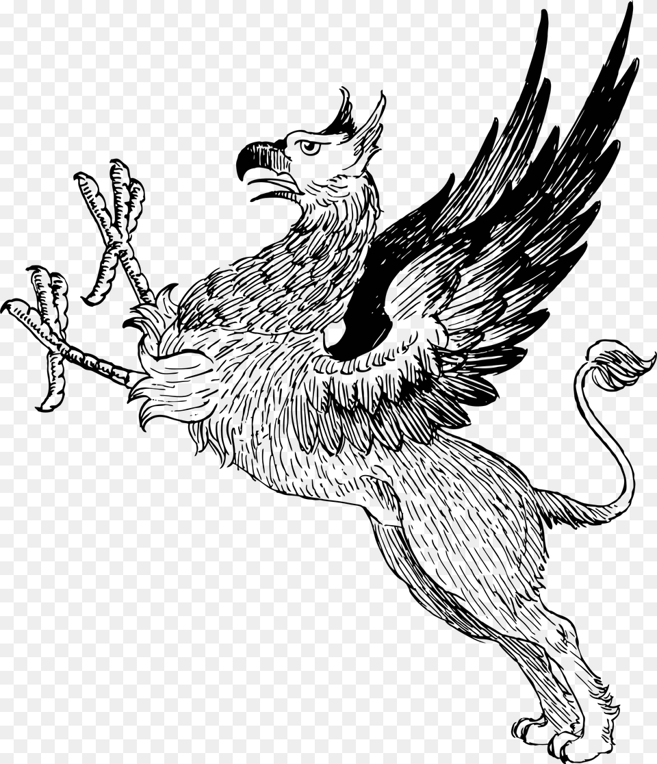 Vintage Griffin Line Art Mythical Creature Clip Art Free Transparent Png