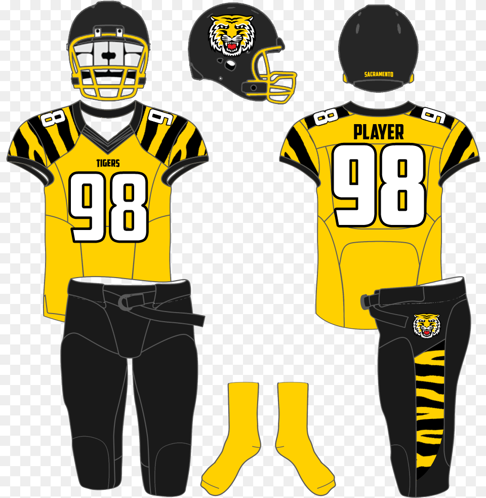 Vintage Hamilton Tiger Cats Uniforms, Shirt, Clothing, Helmet, Person Free Png