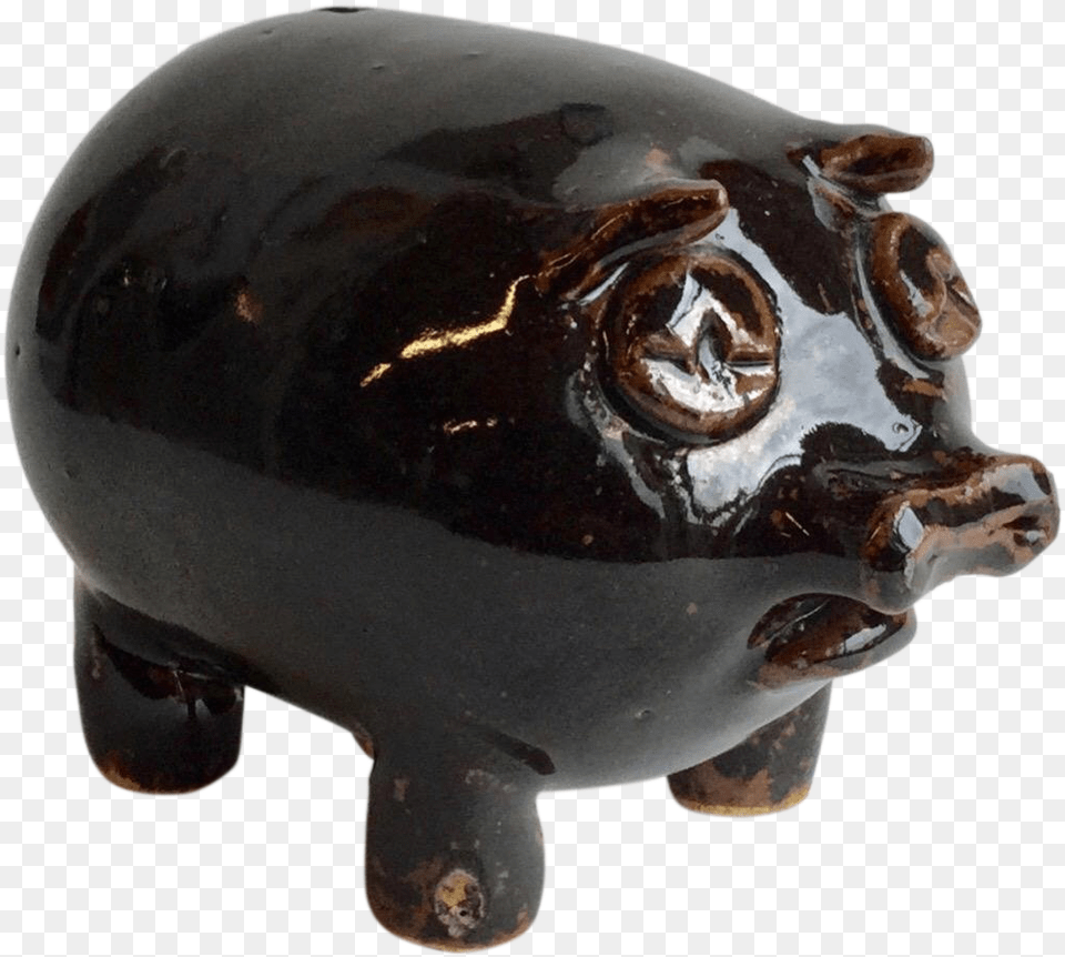 Vintage Handmade Ceramic Piggy Bank Domestic Pig, Piggy Bank Png Image
