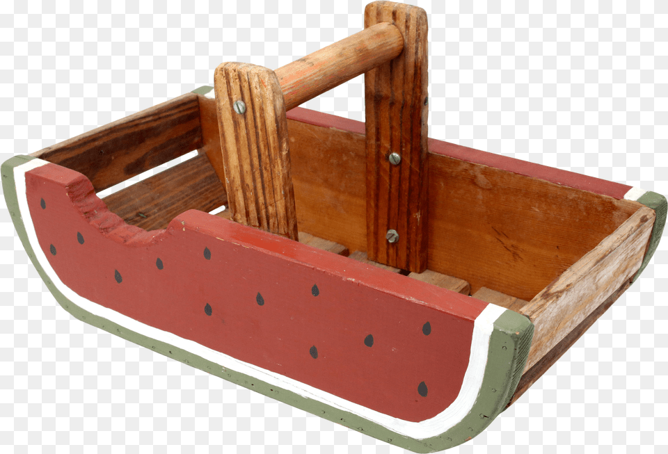 Vintage Handmade Wood Watermelon Slice Basket Dinghy Free Png