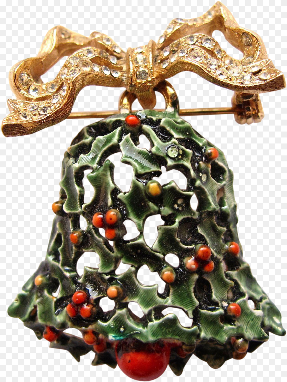 Vintage Har Christmas Holiday Green Enamel Bell And Christmas Ornament, Accessories, Gemstone, Jewelry, Earring Free Png