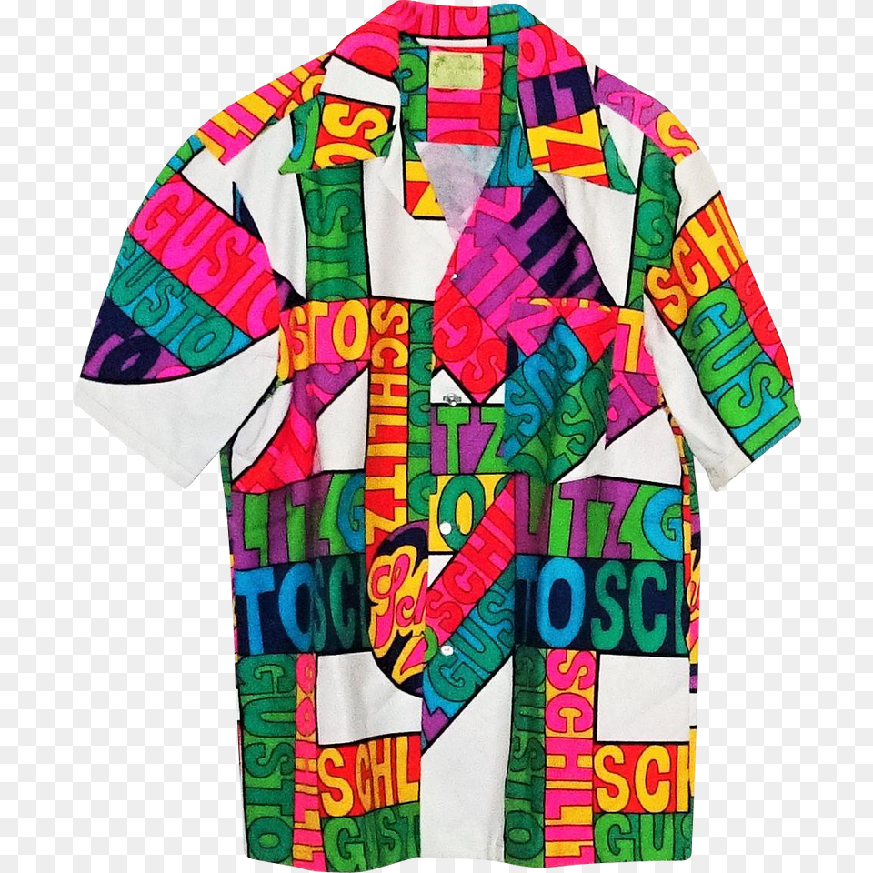 Vintage Hawaiian Shirt Ui Maikai Schlitz Beer Psychedelic Neon, Person, Beachwear, Clothing Png