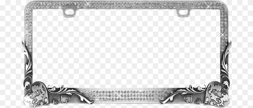 Vintage Heart Crystals Elegant License Plate Frames, Blackboard Png