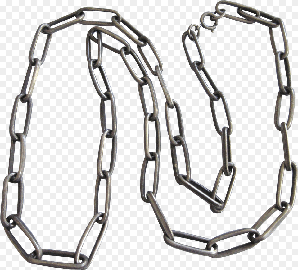 Vintage Heavy Pewter Finish Paper Clip, Chain, Accessories, Jewelry, Necklace Free Png