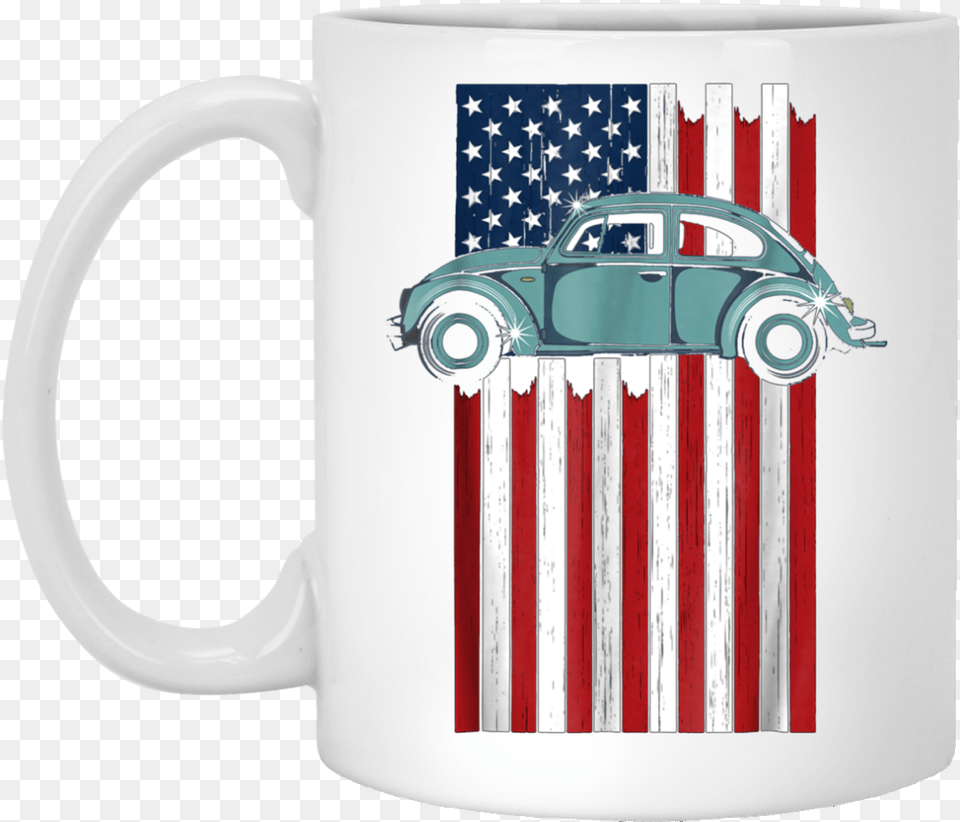 Vintage Hippie Retro Punch Bug Beetle Car Usa Flag Antique Car, Cup, Transportation, Vehicle, Beverage Free Png Download