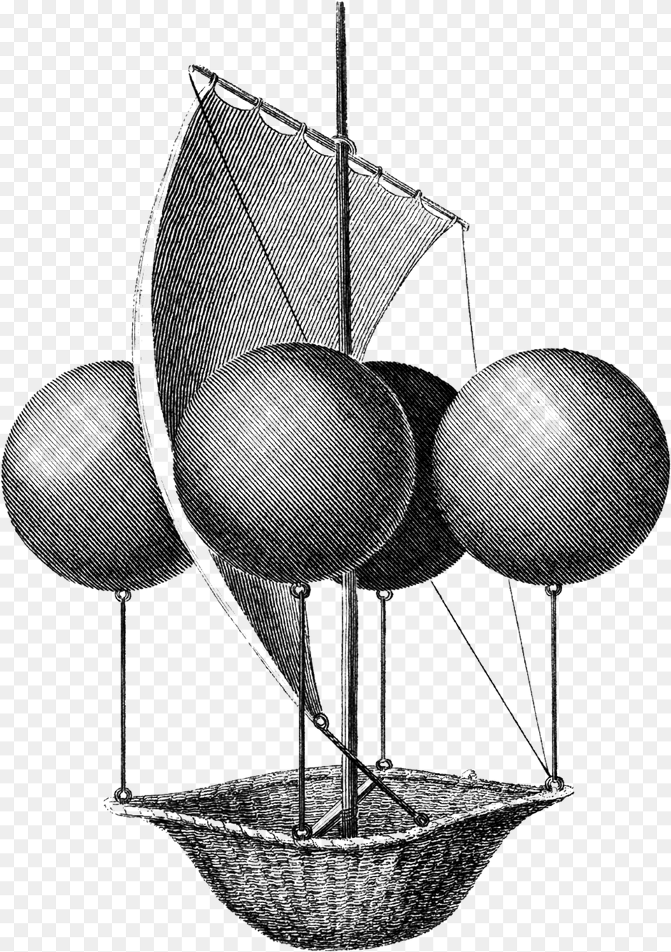 Vintage Illustration Of Hot Air Balloon Hot Air Balloon Drawing, Gray Png Image