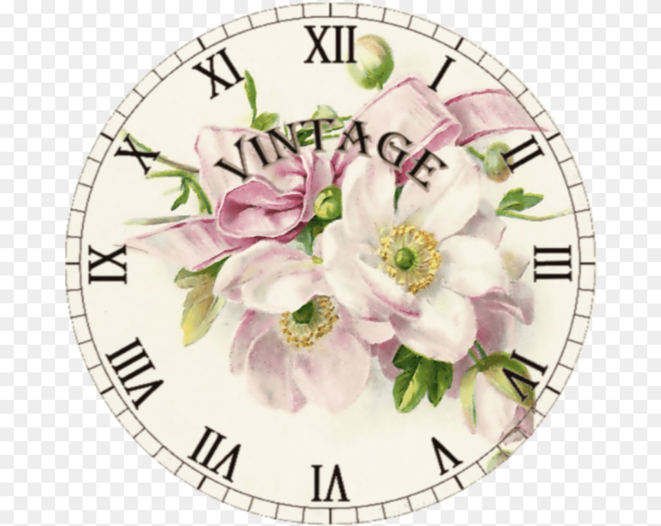 Vintage Illustrations Of Flowers, Analog Clock, Clock, Flower, Plant Free Png Download
