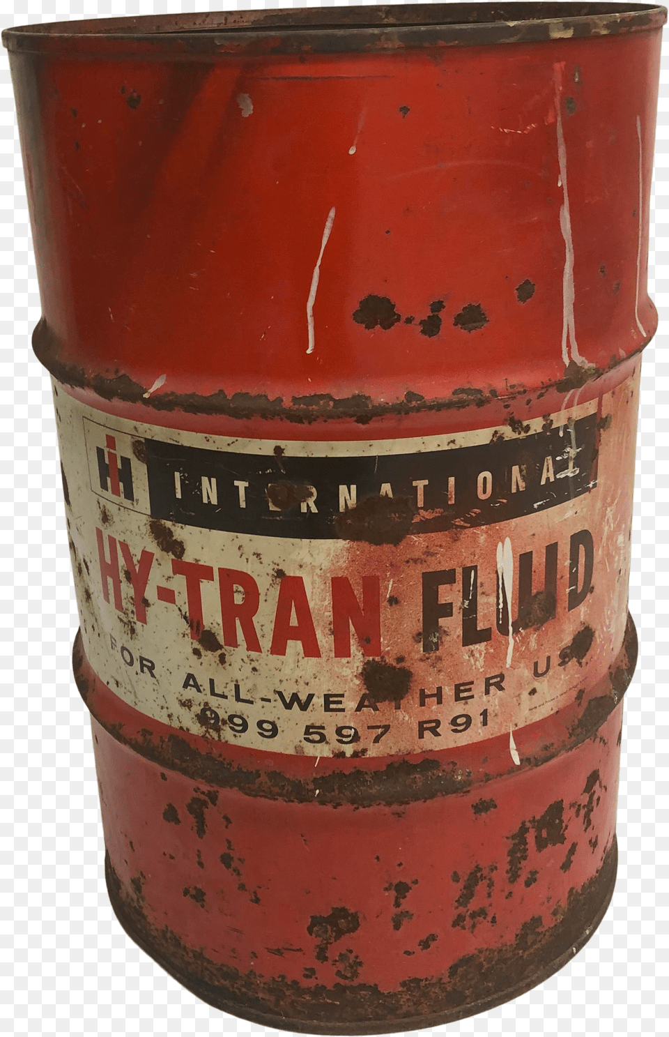 Vintage Industrial Steel Oil Drum Barrel International Harvester Advertising Circle Free Transparent Png