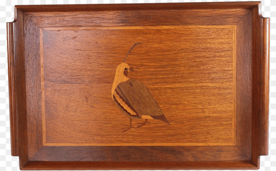 Vintage Inlaid Wood Serving Tray Quail Plank, Hardwood, Stained Wood, Animal, Bird Png Image