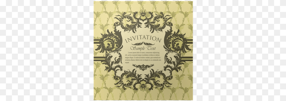 Vintage Invitation Card With Antique Floral Frame Poster Poster, Art, Floral Design, Graphics, Pattern Free Png