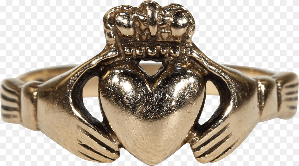 Vintage Irish Claddagh Ring Heart Hands Hallmarked Irish Claddagh Jewelry, Accessories, Adult, Female, Person Free Png