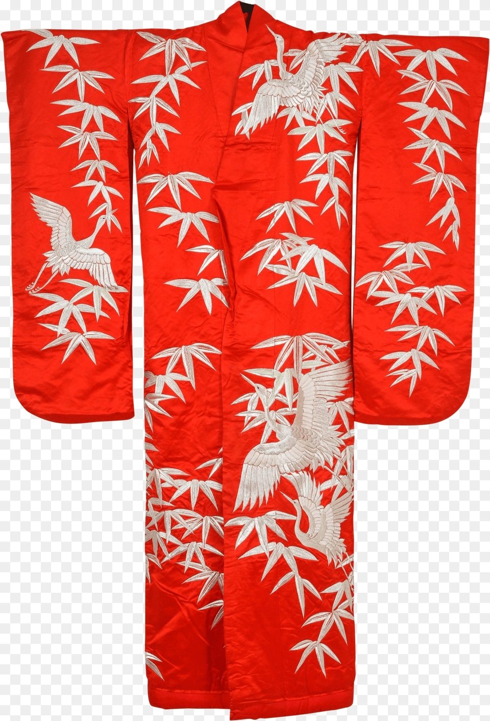Vintage Japanese Red Silk Brocade Ceremonial Kimono Flag Free Png Download