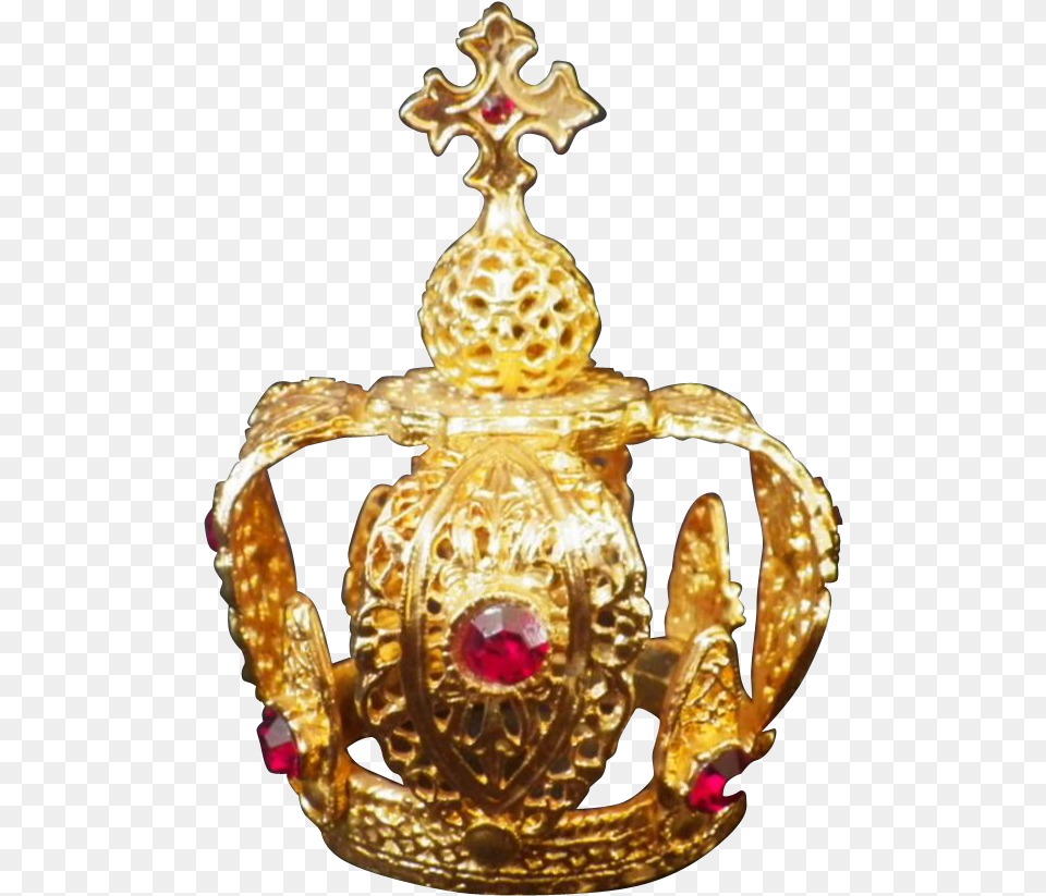 Vintage Jeweled Crown For Religious Statue Or Doll Crown Rubylane, Accessories, Jewelry, Treasure, Gold Png