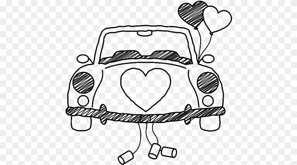 Vintage Just Married Car Clipart Black And White Amp Just Married Car Cartoon, Stencil, Gun, Weapon Free Png Download
