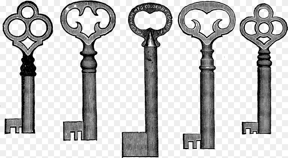 Vintage Key Clip Art Illustration Of Old Fashioned Key With Transparent, Cutlery, Spoon Free Png