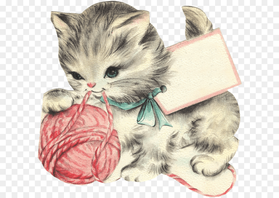 Vintage Kitten Clip Art, Animal, Cat, Mammal, Pet Free Png