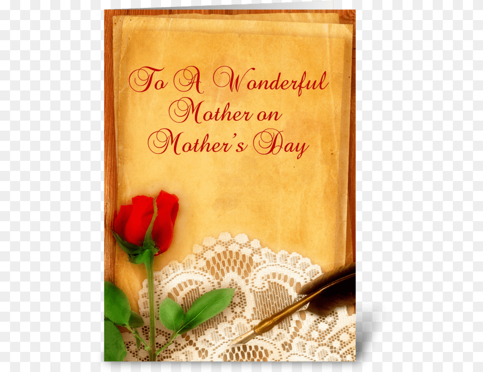 Vintage Lace Red Rose Parchment Mother Greeting Card Christmas Card, Flower, Plant, Envelope, Greeting Card Free Transparent Png