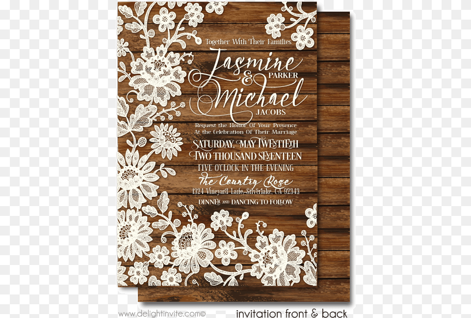 Vintage Lace Rustic Hd Wedding Invitation, Advertisement, Poster Free Transparent Png