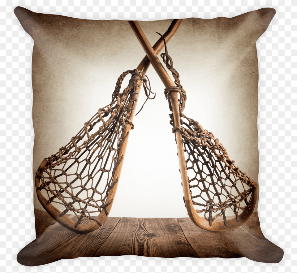Vintage Lacrosse Sticks Crossed Square Pillow, Cushion, Home Decor, Wood, Furniture Free Png