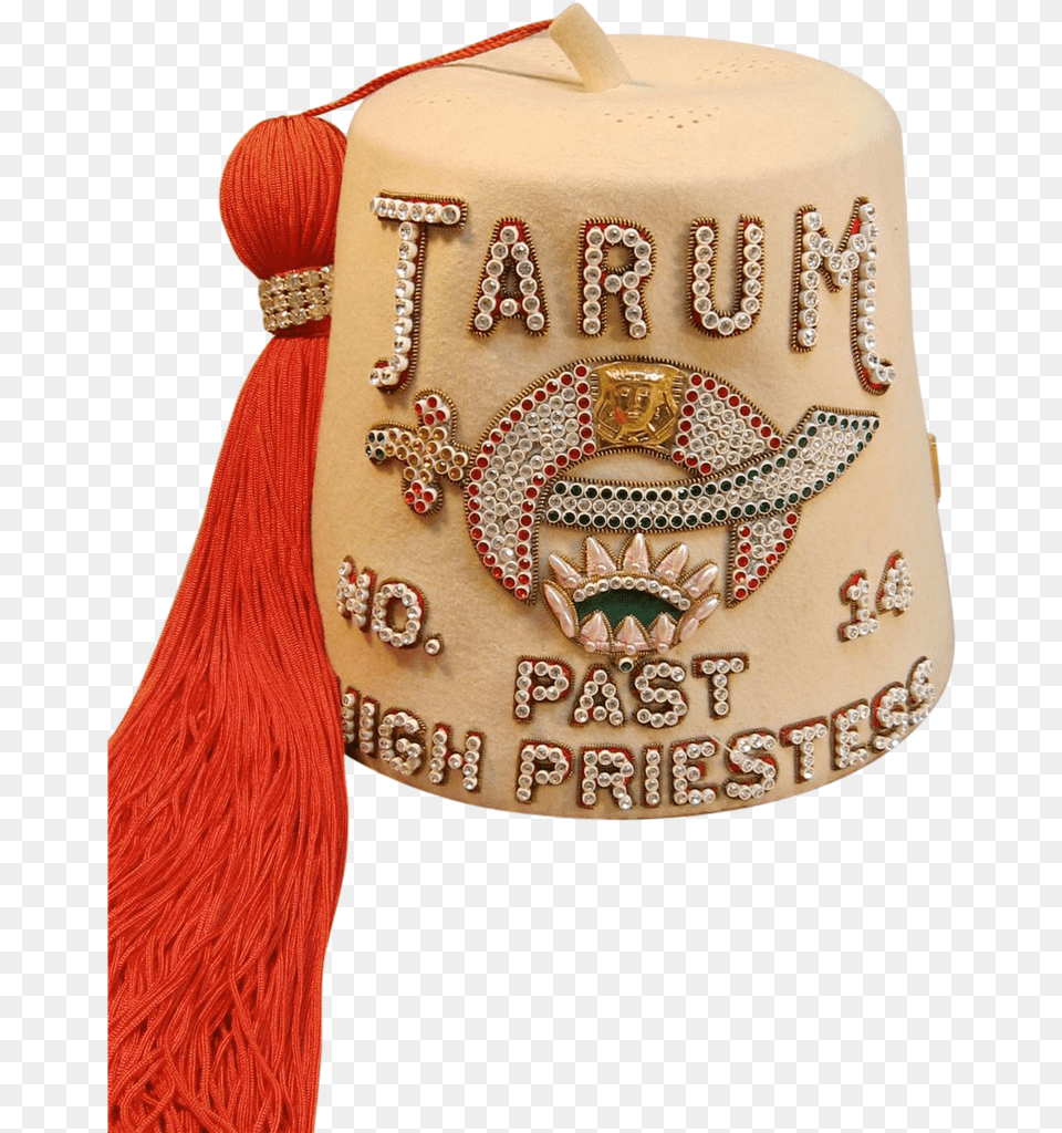 Vintage Ladies Shriner Jarum High Priestess Fez Embroidered Hat, Person, People, Accessories, Ornament Free Png Download