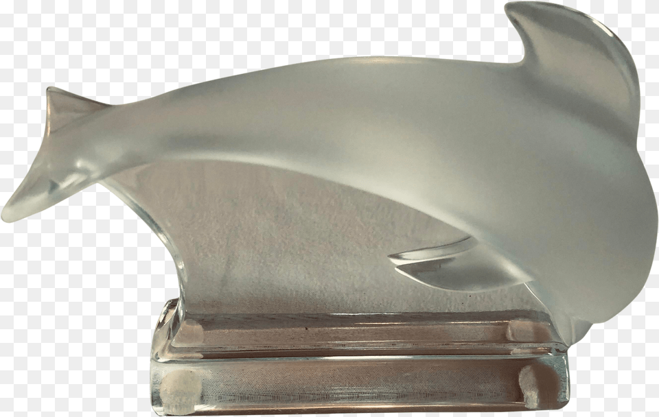 Vintage Lalique Frosted Clear Crystal Dolphin Figurine Bronze Sculpture, Animal, Sea Life Free Png