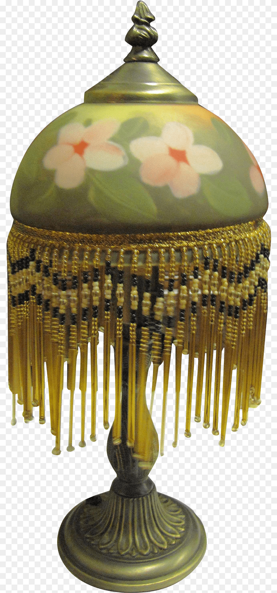 Vintage Lamp Photo Antique Shade Glass Reverse Painted Fringed Lamp, Lampshade, Chandelier Free Png