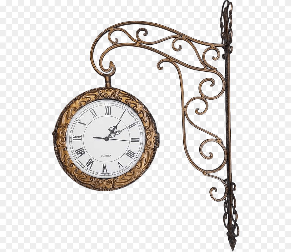 Vintage Large Wrought Iron Double Sided Quartz Train Wall Clock, Analog Clock Free Transparent Png