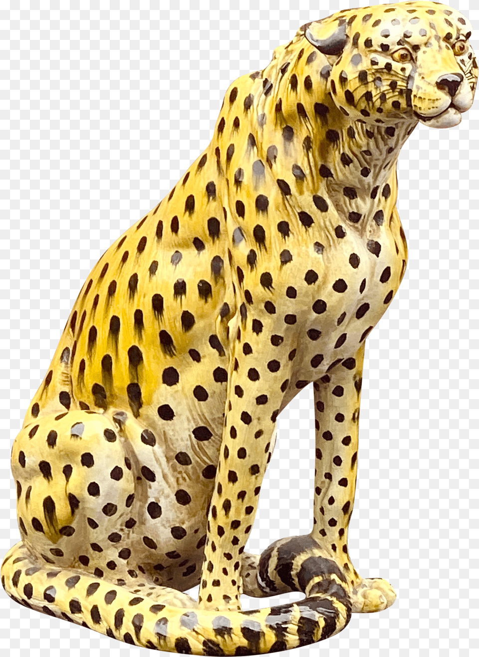Vintage Life Size Ceramic Cheetah Animal Figure Png