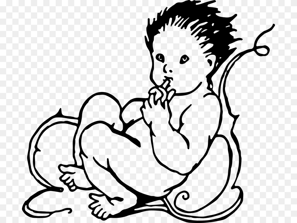 Vintage Line Drawing Sketch Baby Infant People Sketch Baby Drawings, Gray Free Png Download